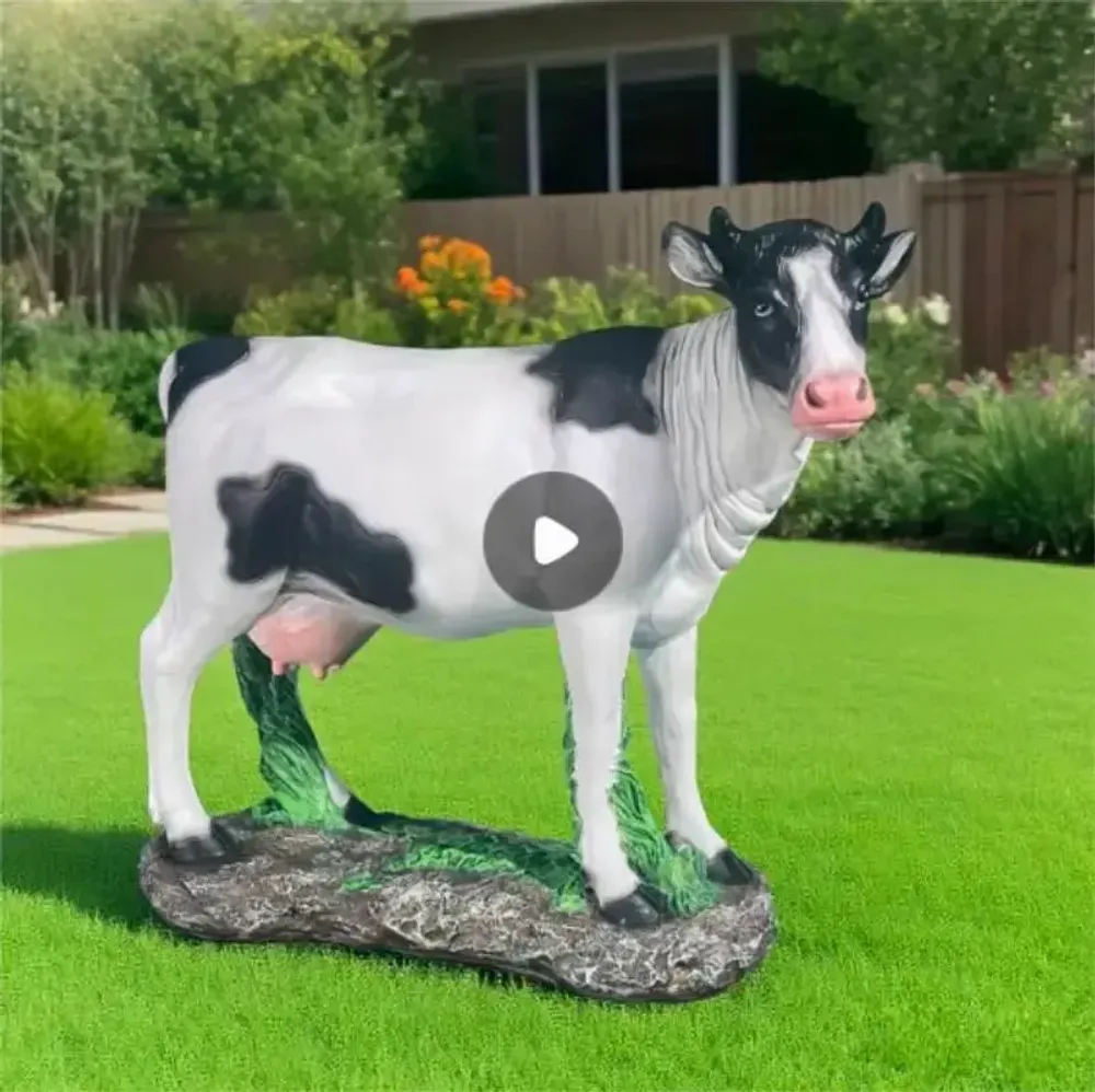 Objets design - Vache décorative noire et blanche en Résine - VACHES ET COMPAGNIE