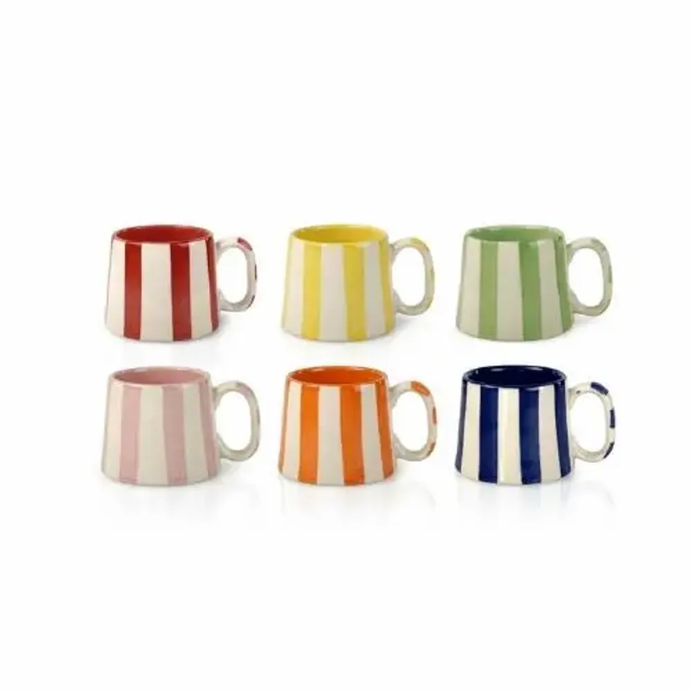 Tasses et mugs - Tasses à café à rayures en céramique - 3,6 x 2,6 pouces - CASA AMAROSA