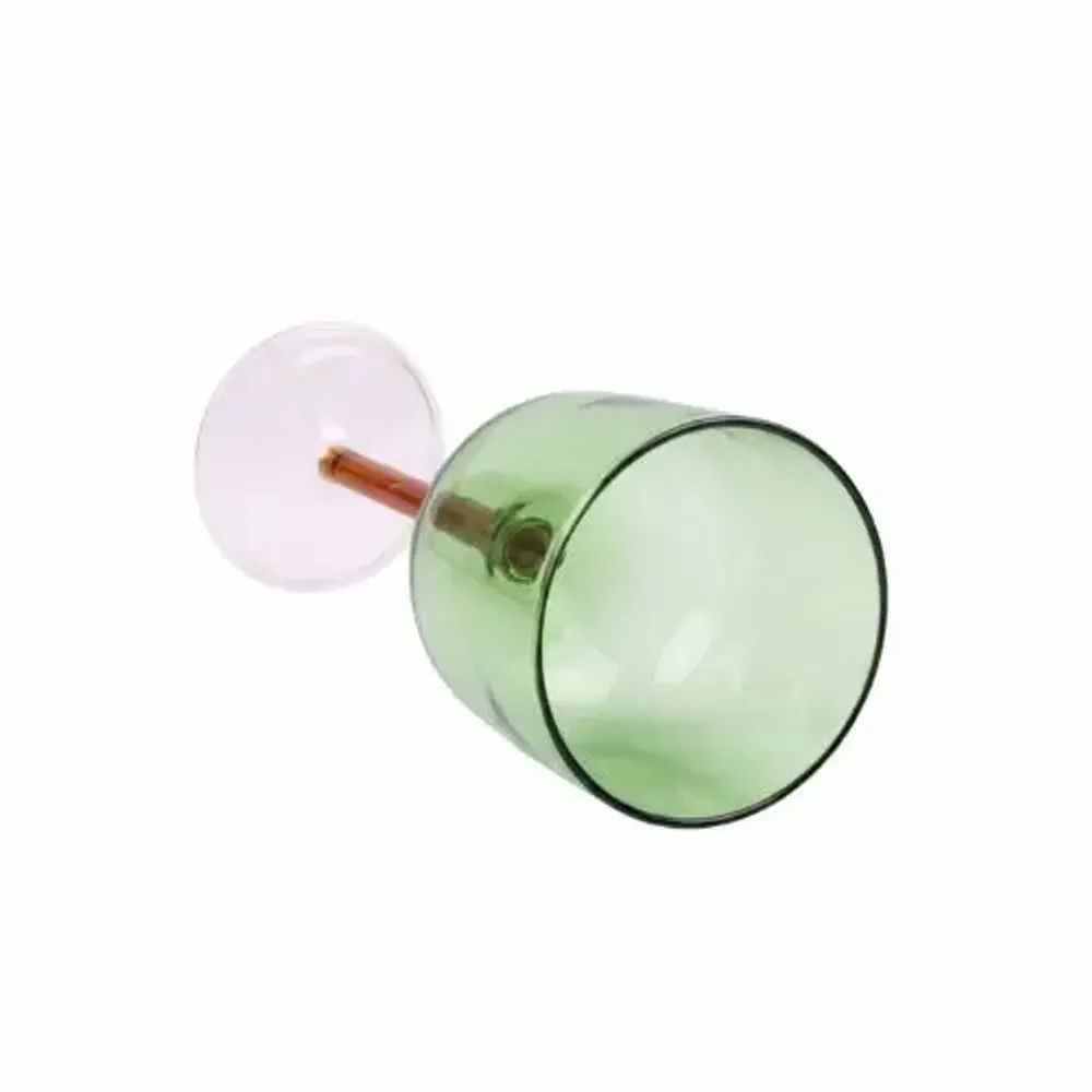 Stemware - Color Pop Wine Glass - Green, 7.5 x 2.8 Inches - CASA AMAROSA