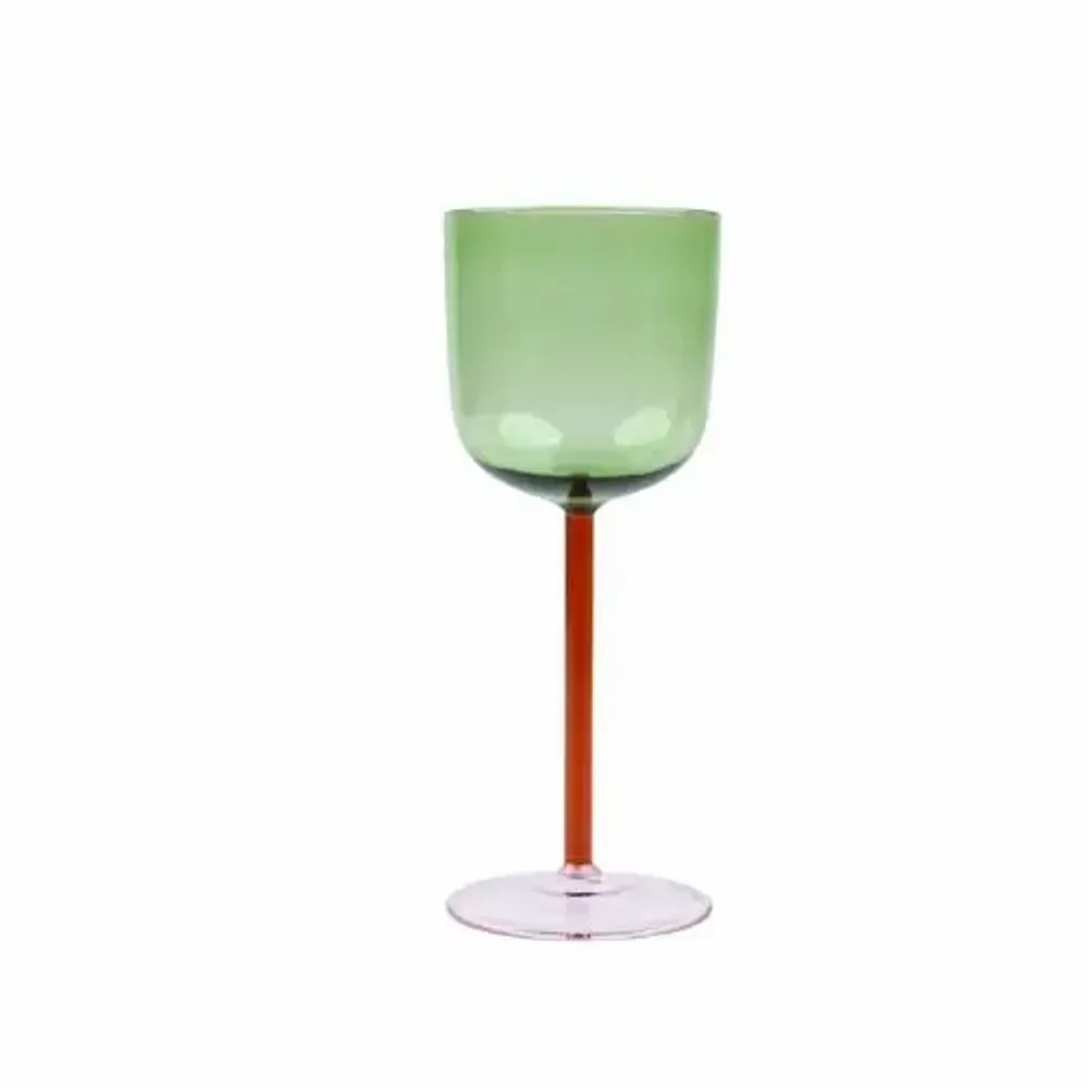 Stemware - Color Pop Wine Glass - Green, 7.5 x 2.8 Inches - CASA AMAROSA