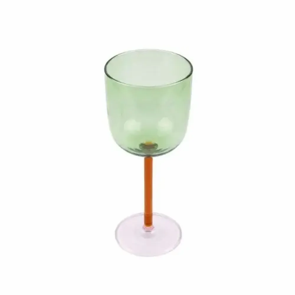 Stemware - Color Pop Wine Glass - Green, 7.5 x 2.8 Inches - CASA AMAROSA