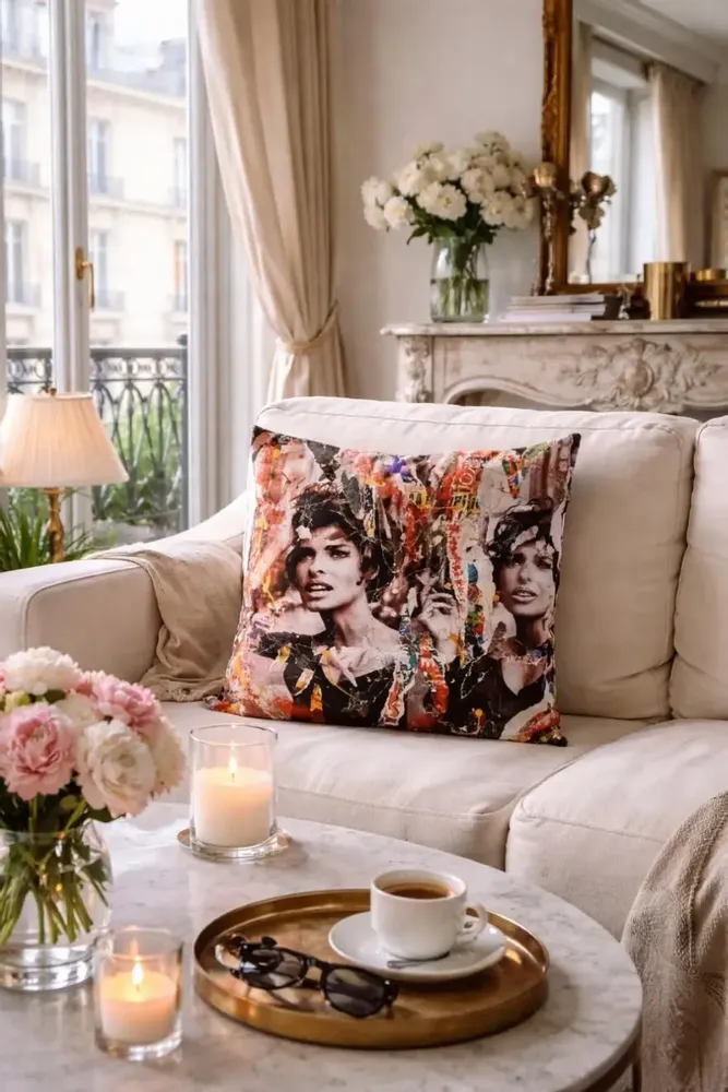 Fabric cushions - Linda decorative cushion cover 45 x 45 - Design by Anne Mondy - ARTDECORIS