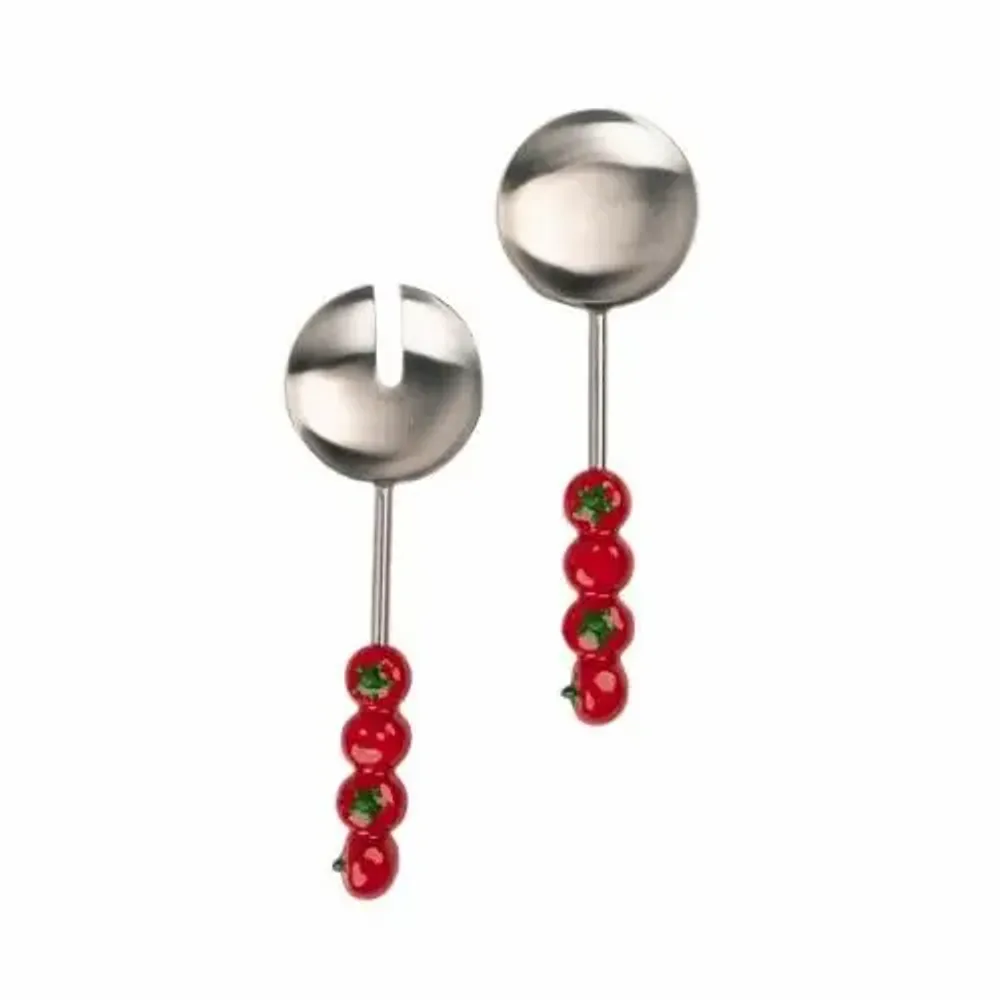 Kitchen utensils - Salad Server with Tomato and Lemon Handle, (Set of 2 ) - CASA AMAROSA