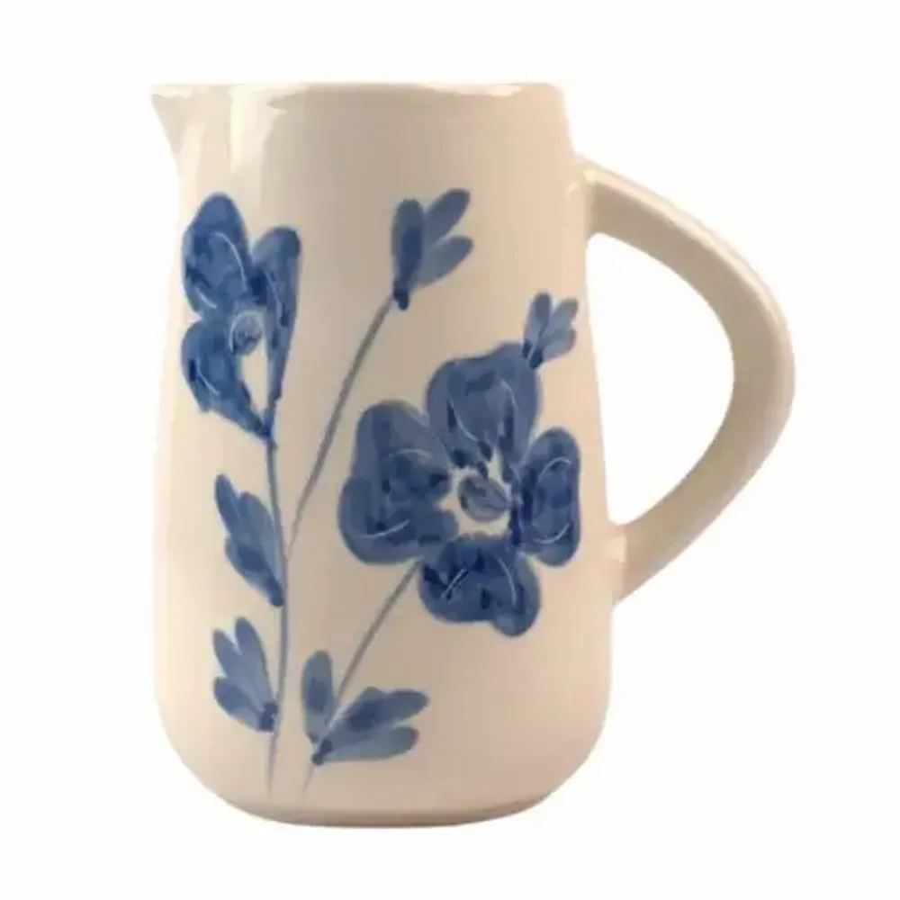 Ustensiles de cuisine - Pichet à eau en céramique Blue Blossom, 3,5 x 3,5 x 8 pouces - CASA AMAROSA