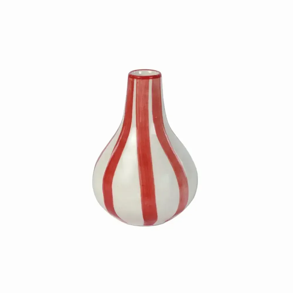 Vases - Vase à boutons à rayures en céramique, jaune - 3,5 x 3,5 x 4,75 pouces - CASA AMAROSA