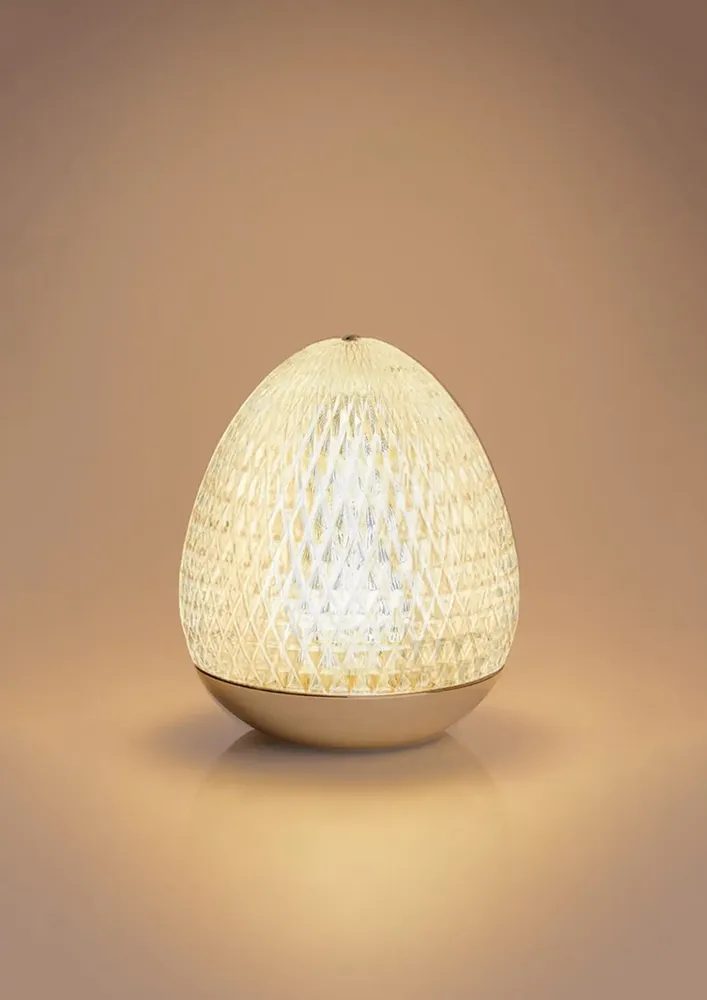 Design objects - Diamond cut acrylic lamp with ice gold base "Uovo" - OTTAVIANI
