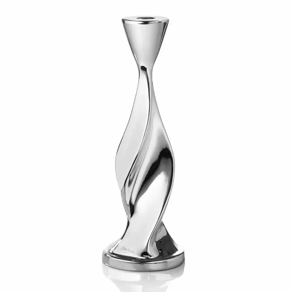 Objets design - Bougeoir avec motif floral argenté - OTTAVIANI