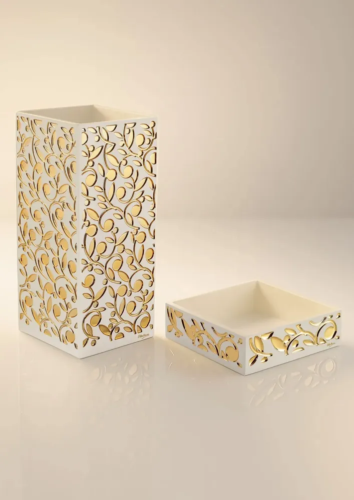 Objets design - centre de table en résine dorée - OTTAVIANI