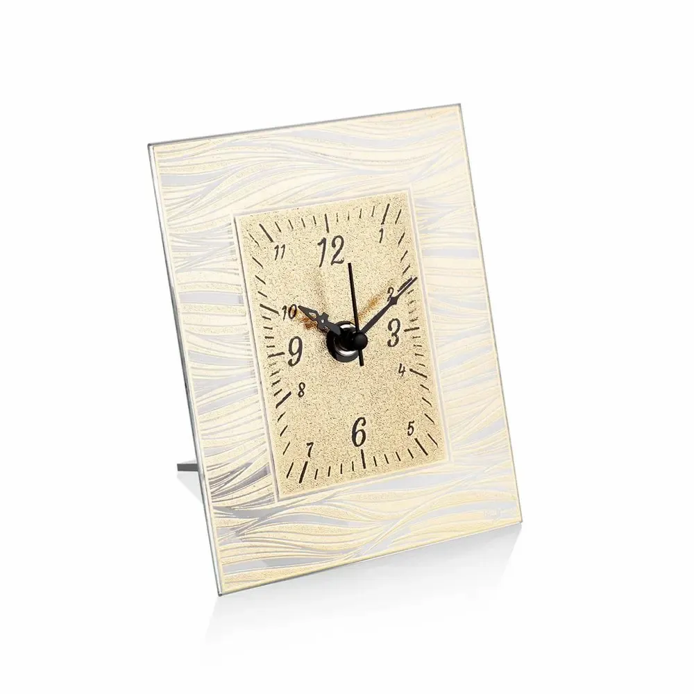 Objets design - Horloge de table en cristal avec feuille d'or « La mer de la vie » - OTTAVIANI