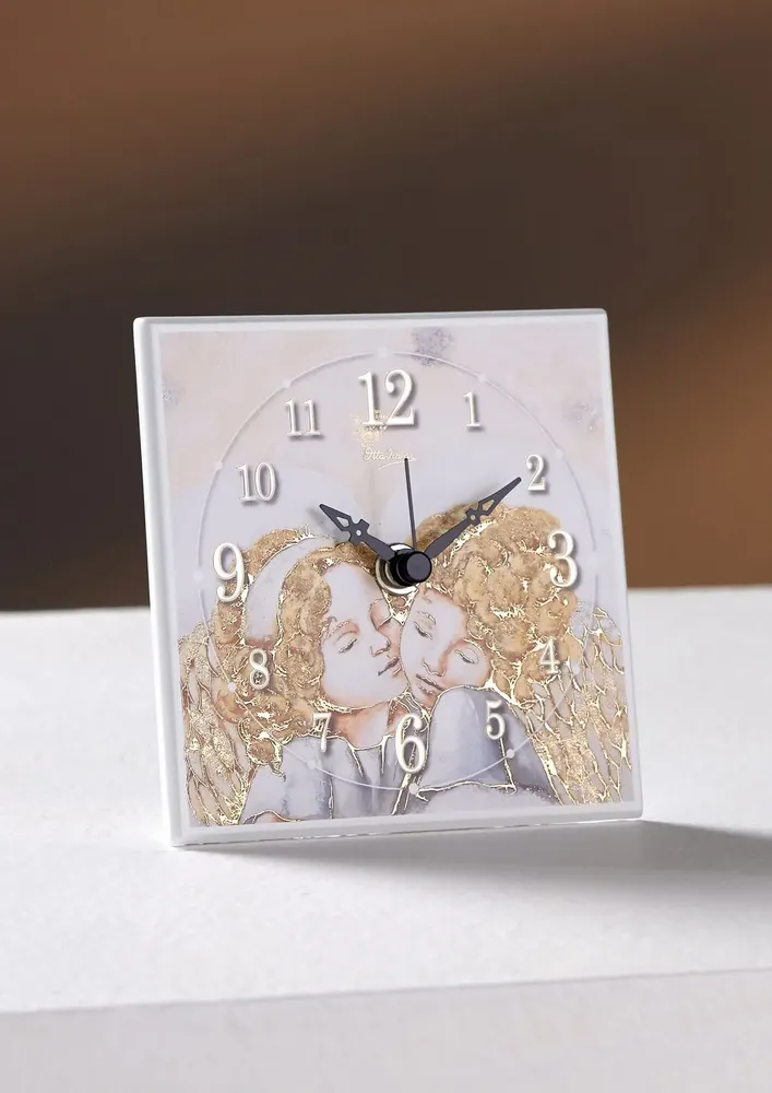 Design objects - Clock Miro-silver "Angels "with silver foil - OTTAVIANI