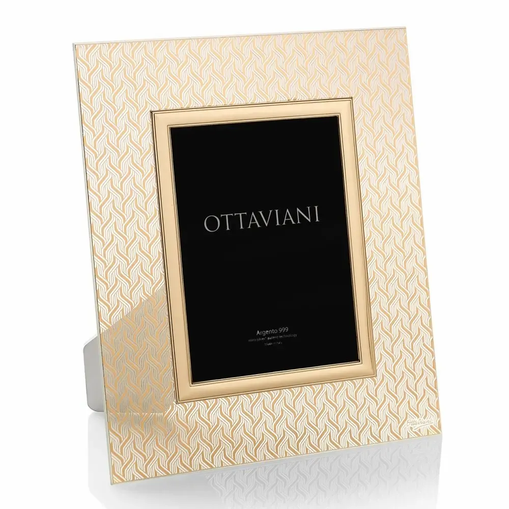 Objets design - Cadre photo en cristal, feuille d'argent et d'or « Cachemire » - OTTAVIANI