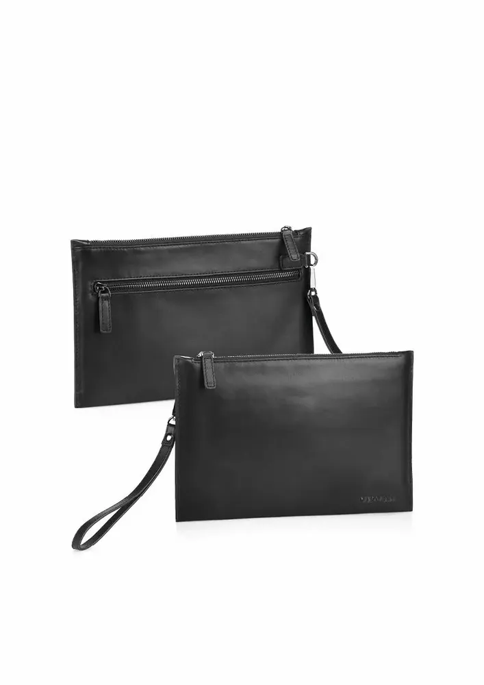 Objets design - Pochette en cuir véritable noir - OTTAVIANI