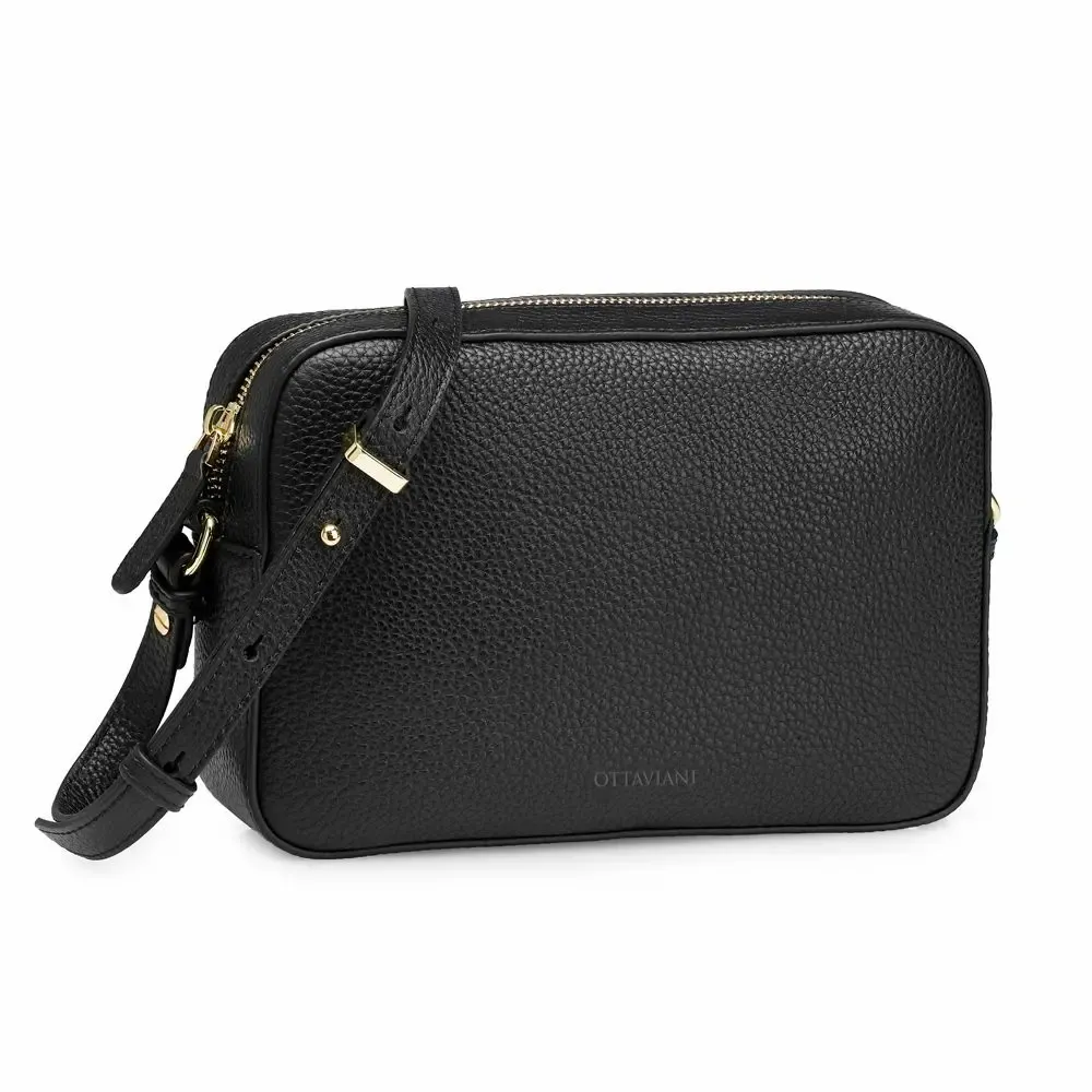 Objets design - Sac bandoulière en cuir véritable noir - OTTAVIANI