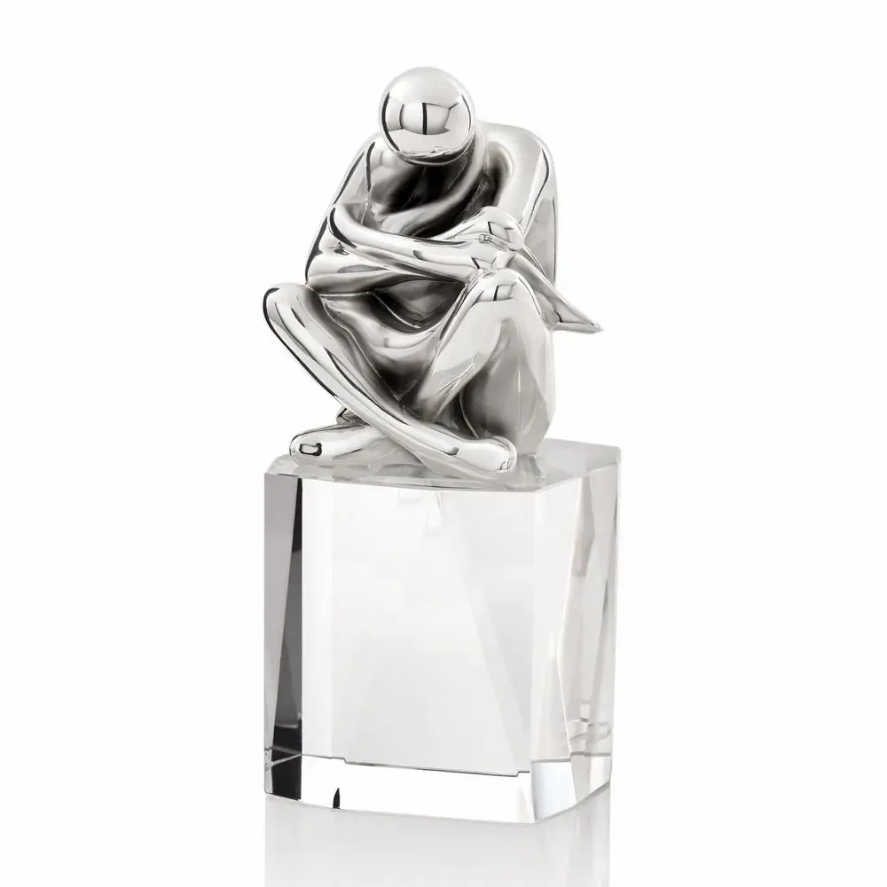Objets design - Sculpture en argent sur socle de cristal « Maternité » - OTTAVIANI
