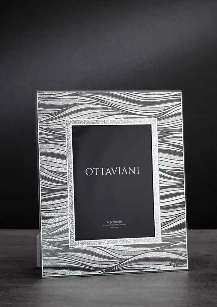 Design objects - Crystal photoframe with silver leaf "Sea of life" - OTTAVIANI