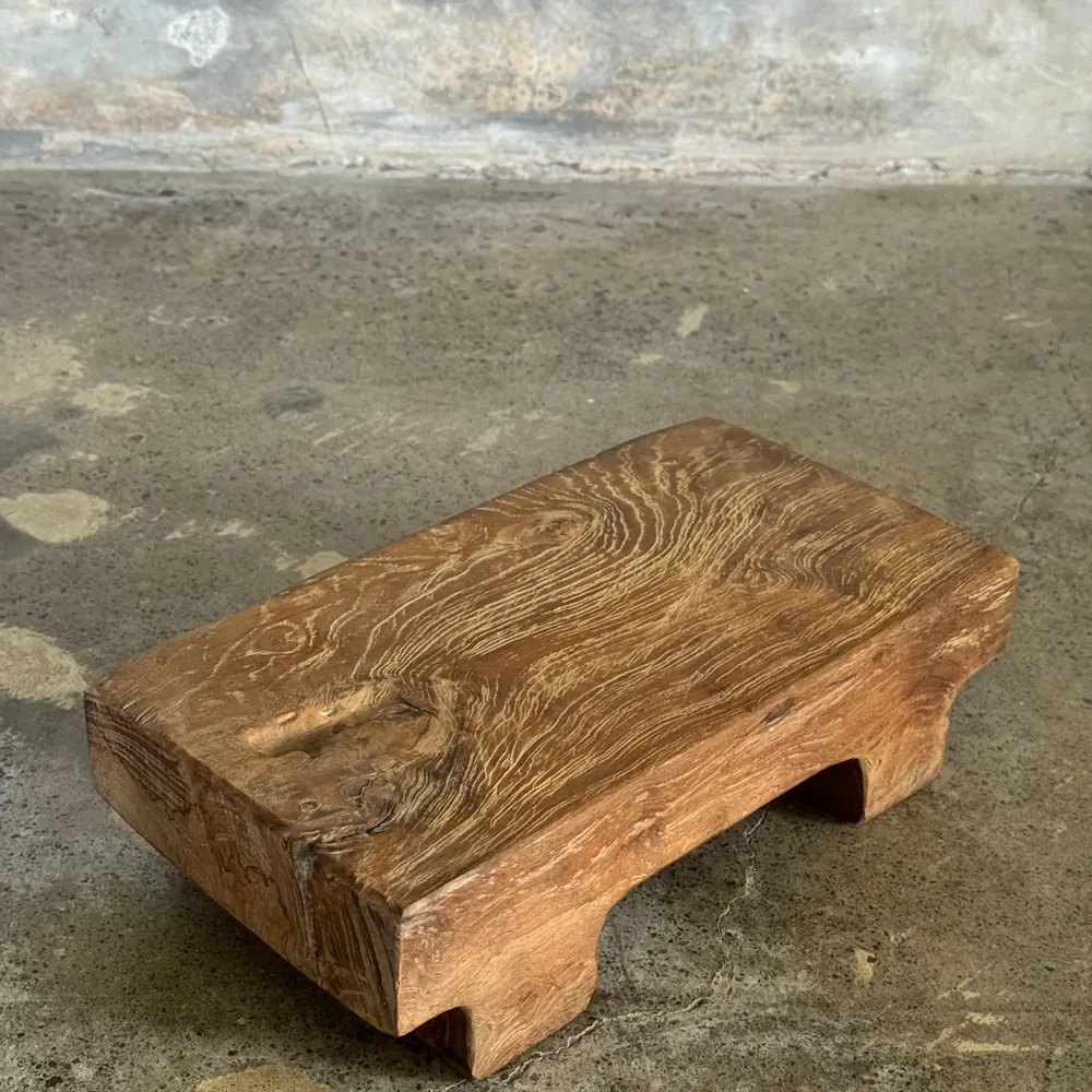 Tabourets - Petit stool, tabouret d'appoint en teck massif blond wabi-sabi L30 - OFFICE OBJETS