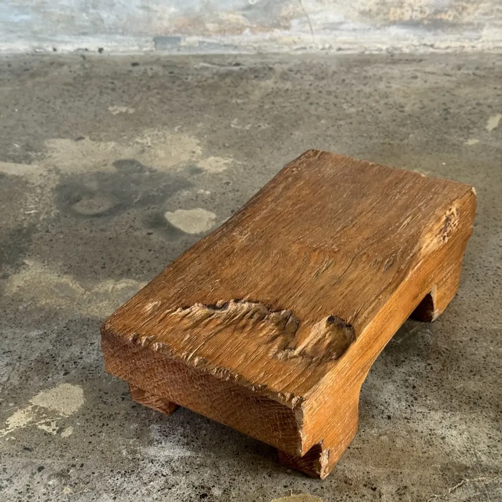 Tabourets - Petit stool, tabouret d'appoint en teck massif blond wabi-sabi L30 - OFFICE OBJETS