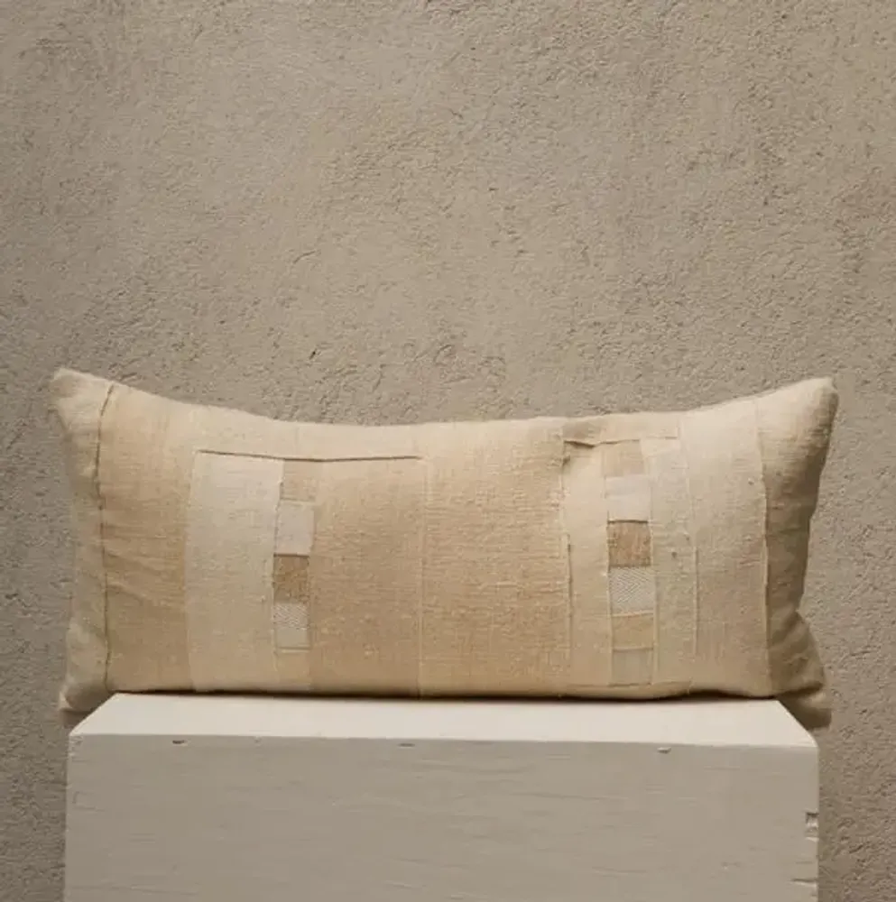 Coussins textile - Quilted linen Pillow - GOVOU FABRICS