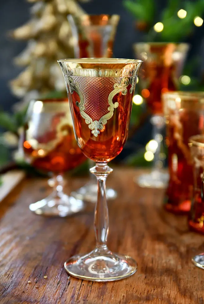 Stemware - elegant white wine glasses Angel Red-ARC 250ml-6pc set - COMBI POLAND GLASS DECORATOR