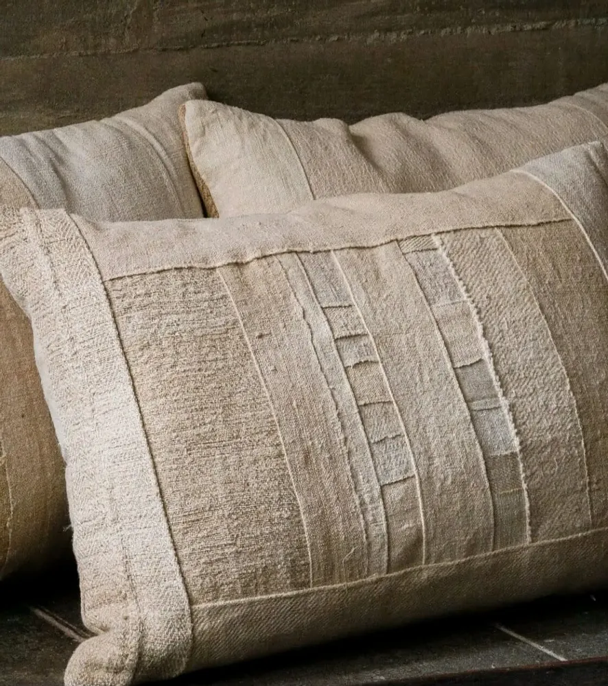 Coussins textile - Quilted linen Pillow - GOVOU FABRICS