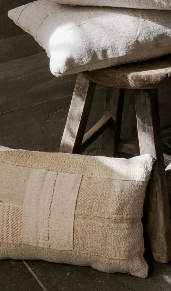 Coussins textile - Quilted linen Pillow - GOVOU FABRICS