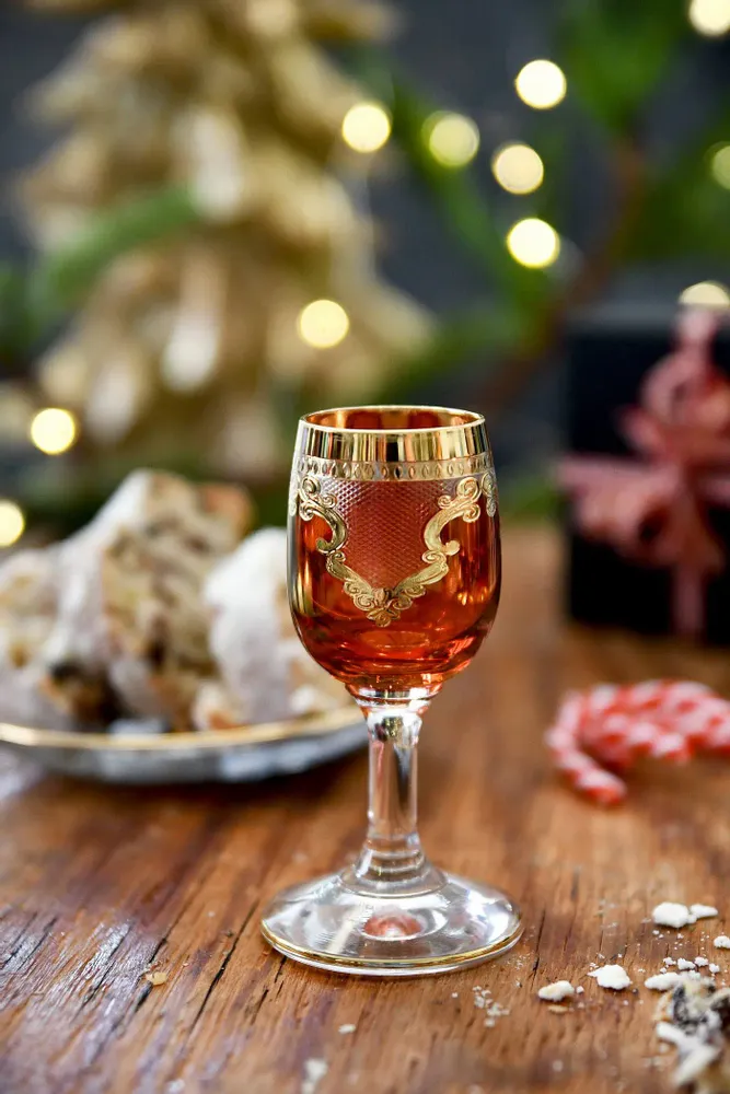 Verres à pied - Jolis verres à vodka - Set de 6 pièces Angel Red-ARG - COMBI POLAND GLASS DECORATOR