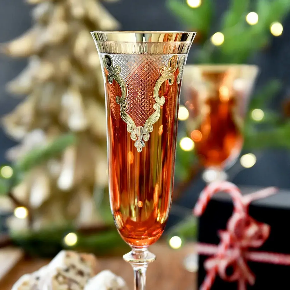 Verres à pied - Lunettes à flûte de luxe-Angel Red-ARA - COMBI POLAND GLASS DECORATOR