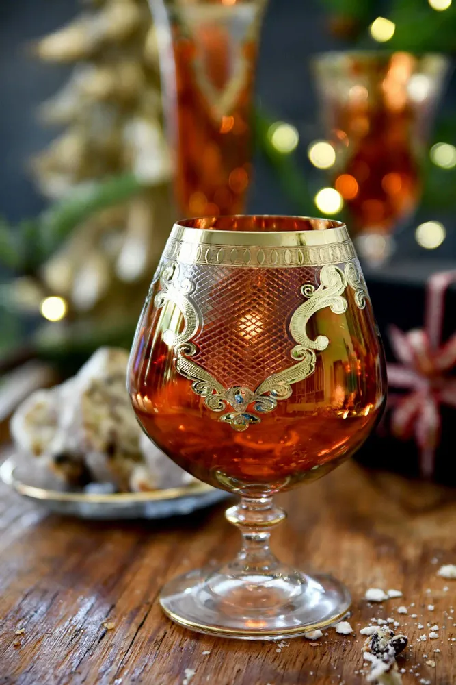 Verres à pied - Superbes verres à cognac - Set de 6 pièces Angel Red-ARF - COMBI POLAND GLASS DECORATOR