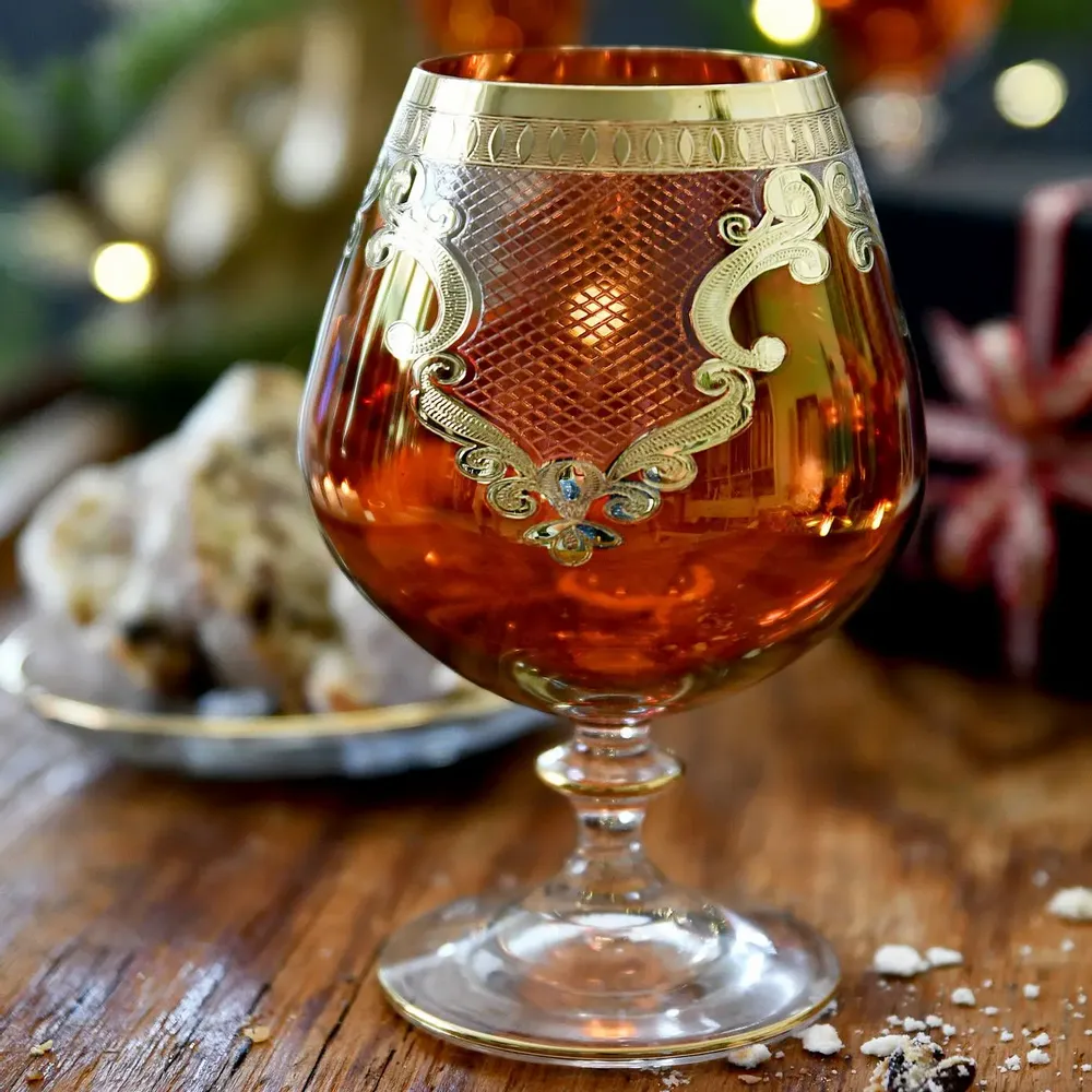 Verres à pied - Superbes verres à cognac - Set de 6 pièces Angel Red-ARF - COMBI POLAND GLASS DECORATOR