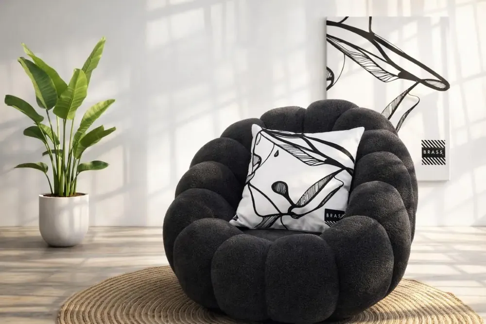 Fabric cushions - White Mobali decorative cushion cover 60 x 60 - Design by BRASS - ARTDECORIS