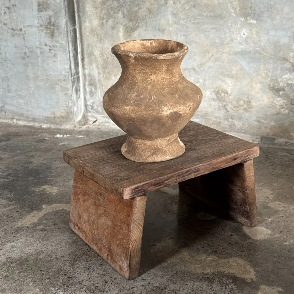 Tabourets - Petit tabouret d'appoint en teck ancien clair (3302) - OFFICE OBJETS