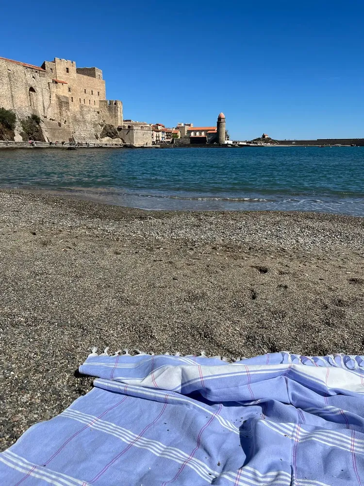 Bath towels - hammam towel Organic lavender blue/white - OTTOMANIA