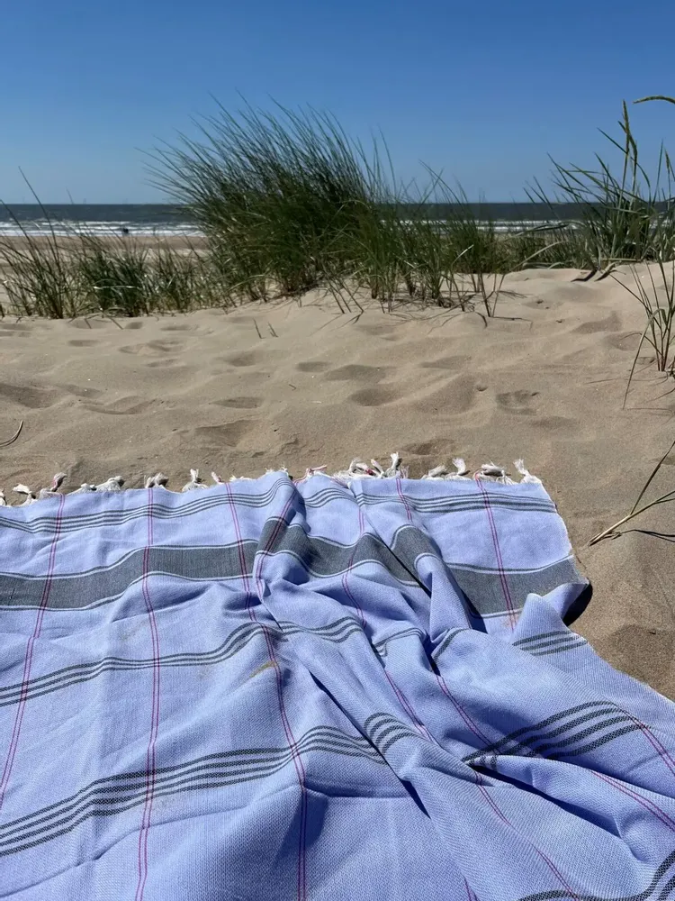 Bath towels - hammam towel Organic lavender blue/dark blue - OTTOMANIA