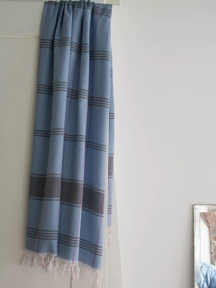Bath towels - hammam towel Organic blue/dark blue - OTTOMANIA