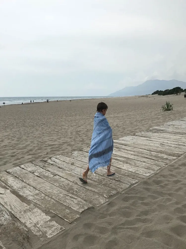 Bath towels - hammam towel Organic blue/dark blue - OTTOMANIA