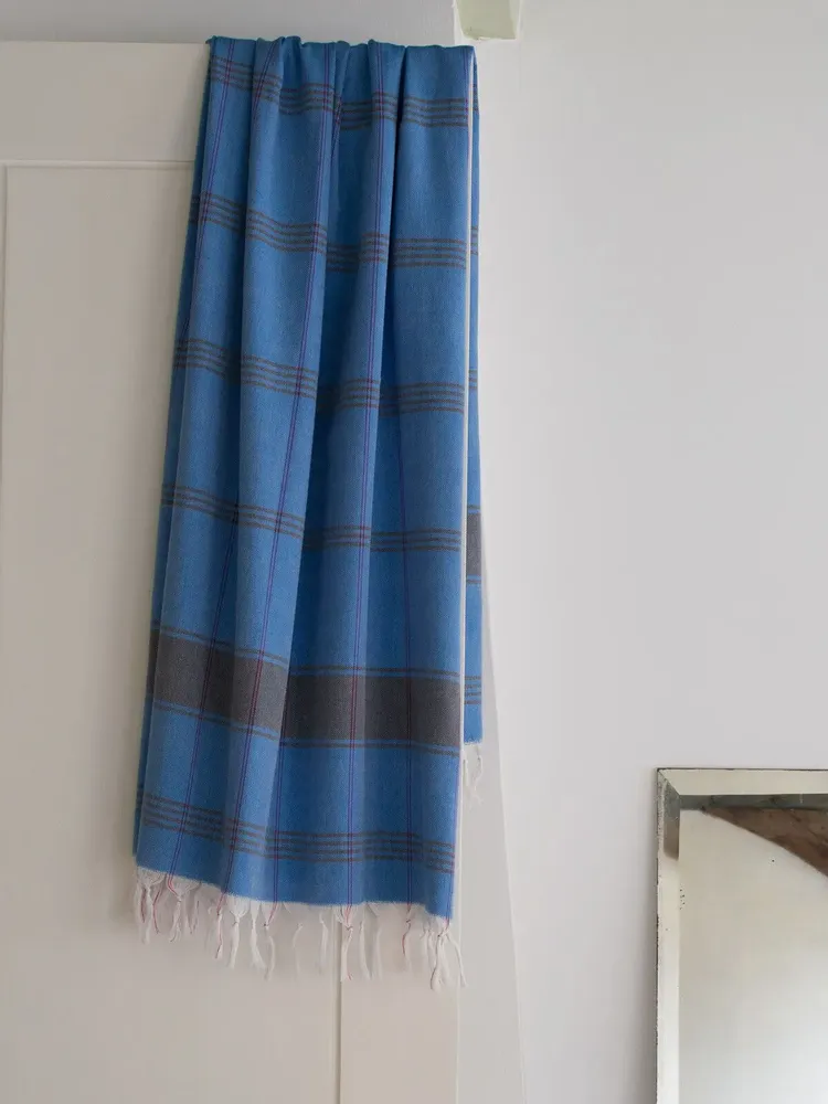 Bath towels - hammam towel Organic mediterranean blue/dark blue - OTTOMANIA