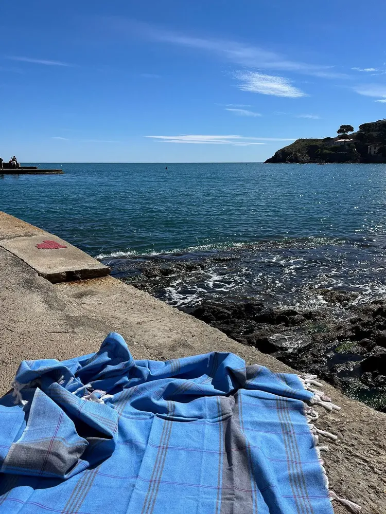 Bath towels - hammam towel Organic mediterranean blue/dark blue - OTTOMANIA