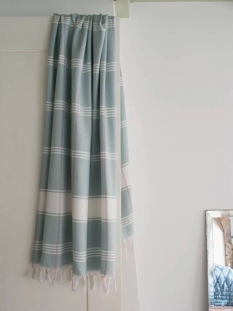 Bath towels - hammam towel Organic sea green/wwhite - OTTOMANIA