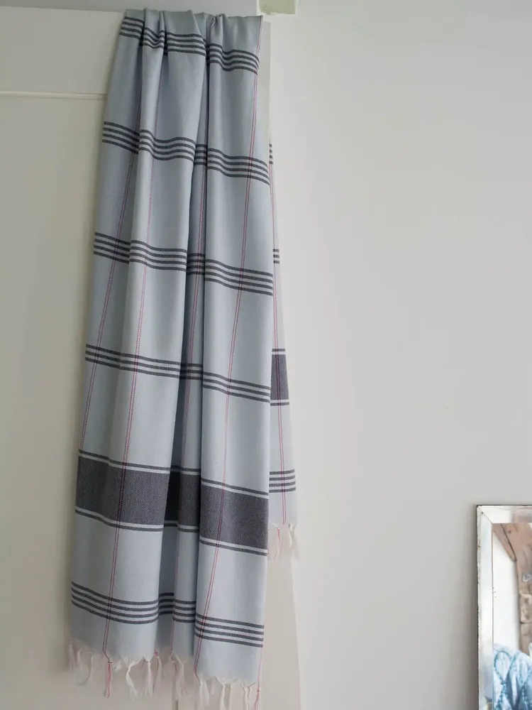 Bath towels - hammam towel Organic light blue/dark blue - OTTOMANIA