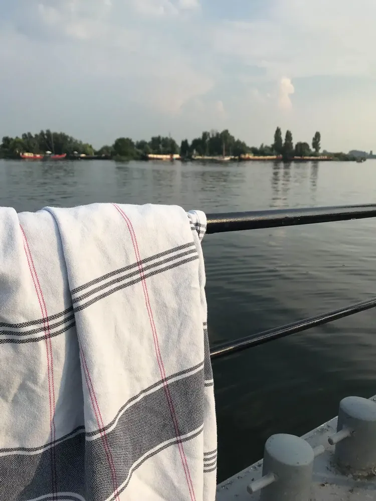 Bath towels - hammam towel Organic light blue/dark blue - OTTOMANIA