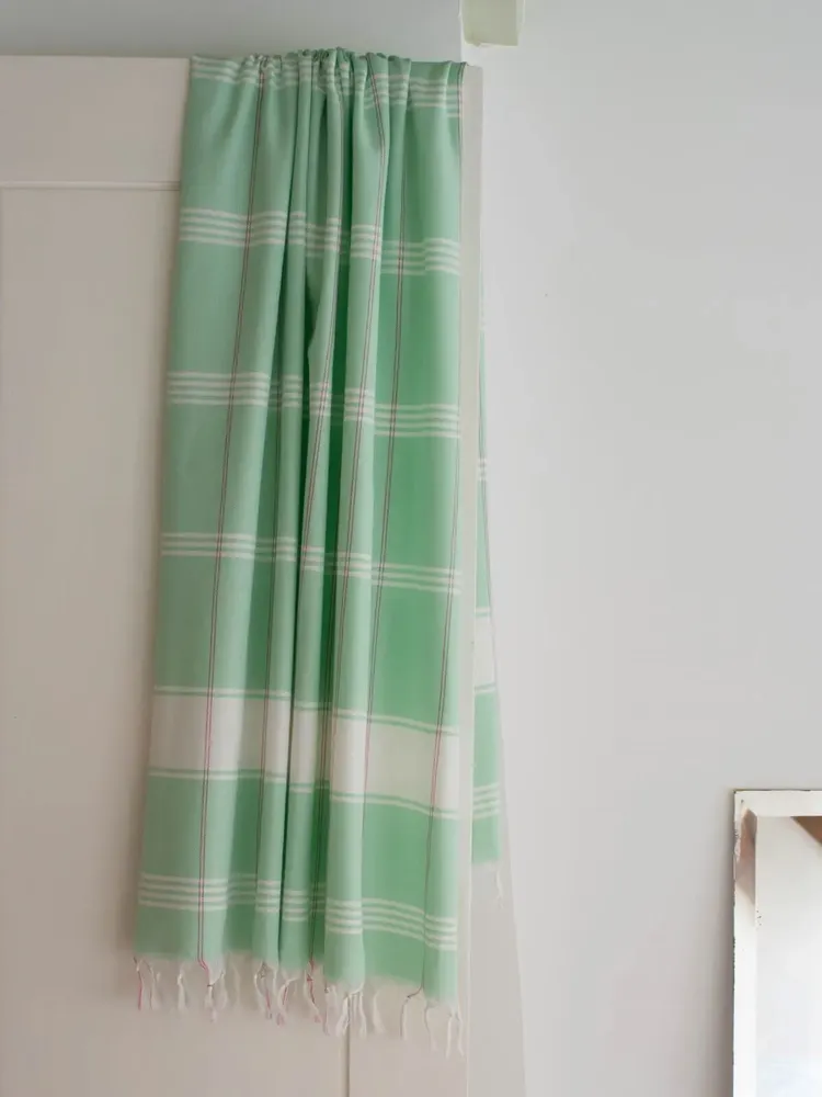 Bath towels - hammam towel Organic fresh green/white - OTTOMANIA