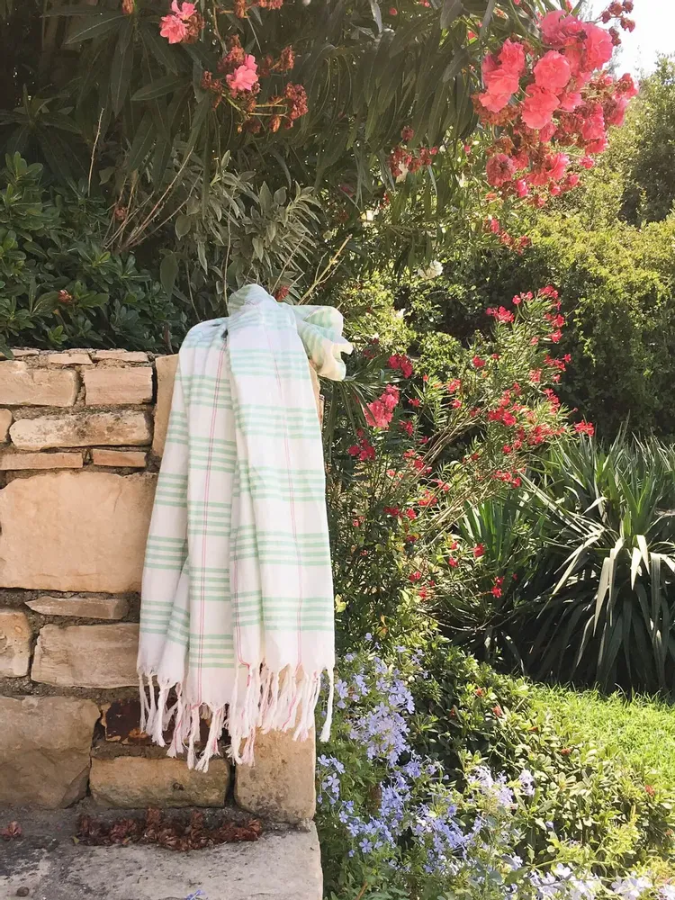 Bath towels - hammam towel Organic fresh green - OTTOMANIA