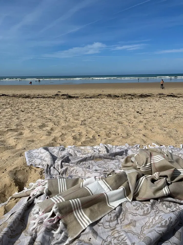 Bath towels - hammam towel Organic olive green/white - OTTOMANIA