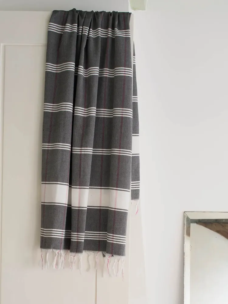 Bath towels - hammam towel Organic black/white - OTTOMANIA
