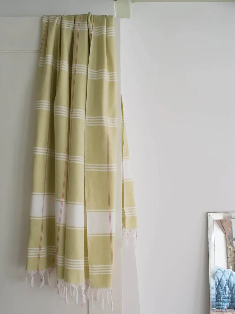 Bath towels - hammam towel Organic linden/white - OTTOMANIA