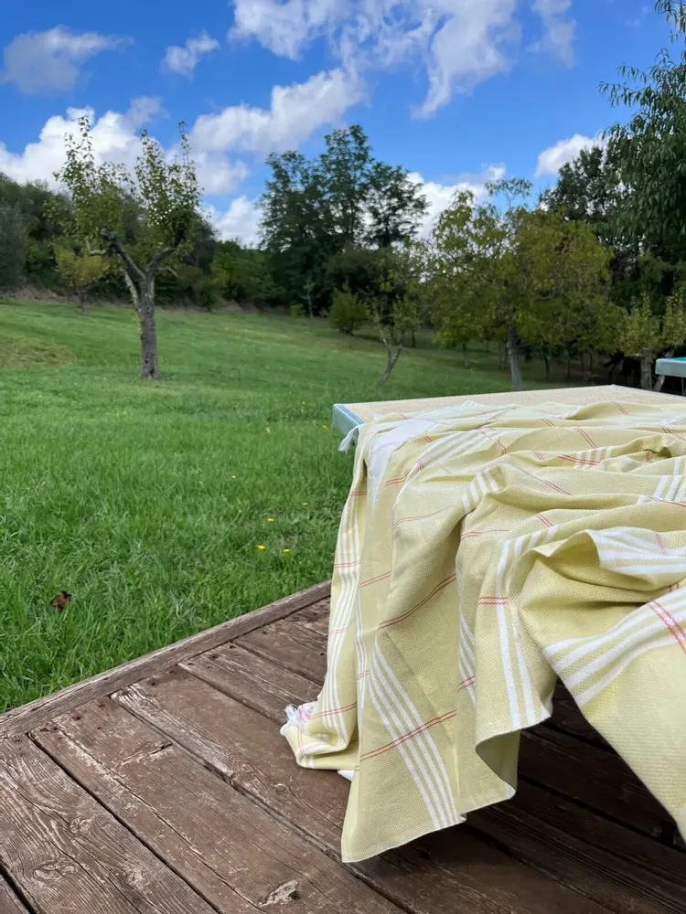 Bath towels - hammam towel Organic linden/white - OTTOMANIA