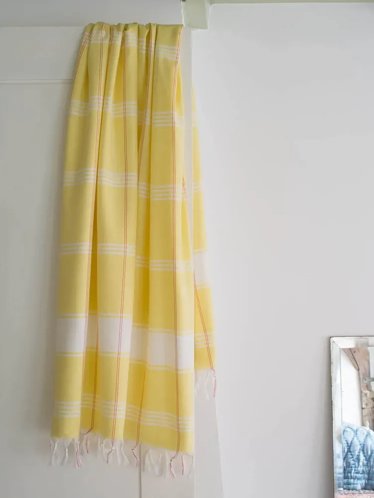 Bath towels - hammam towel Organic yellow/white - OTTOMANIA