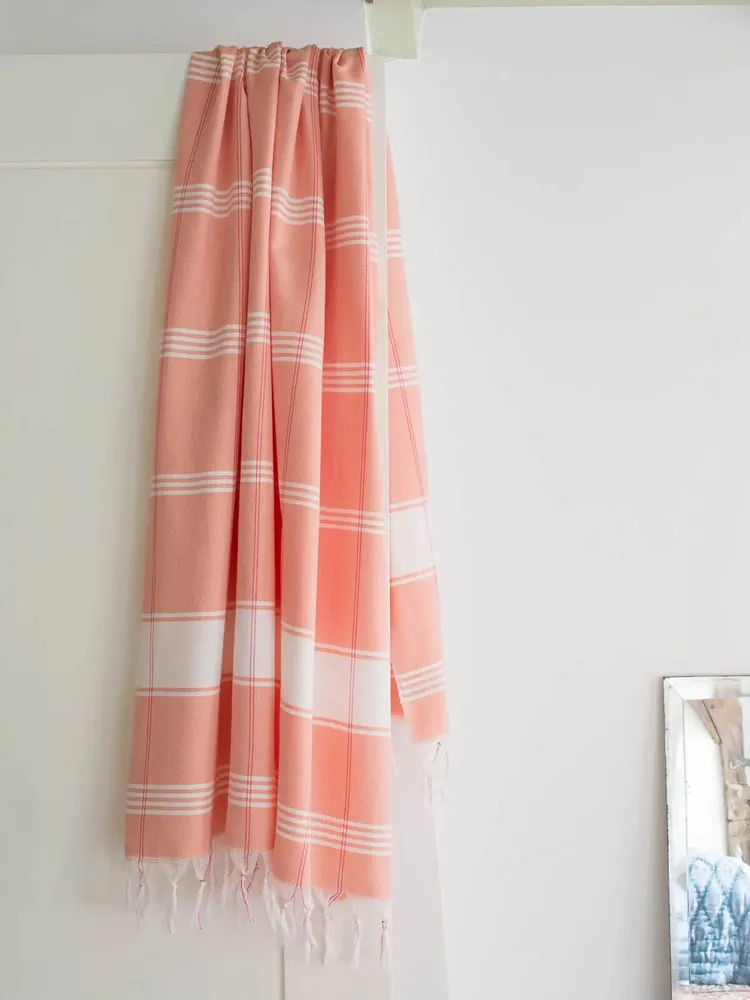 Bath towels - hammam towel Organic peach/white - OTTOMANIA