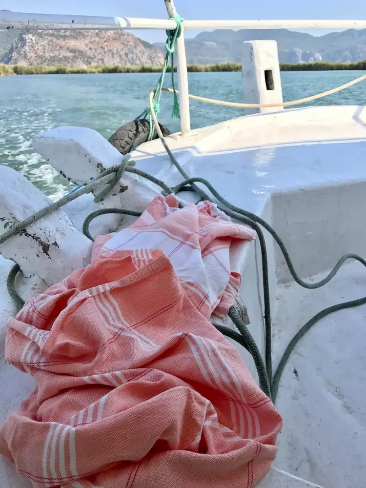 Bath towels - hammam towel Organic peach/white - OTTOMANIA