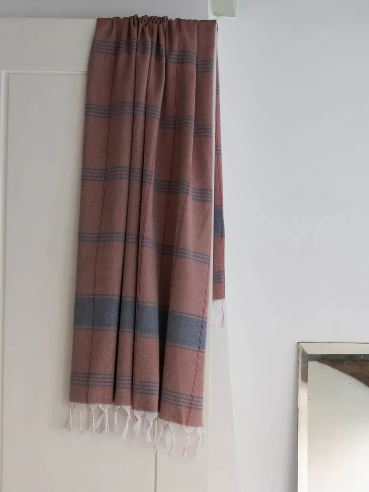 Serviettes de bain - fouta Organic chocolat/bleu foncé - OTTOMANIA